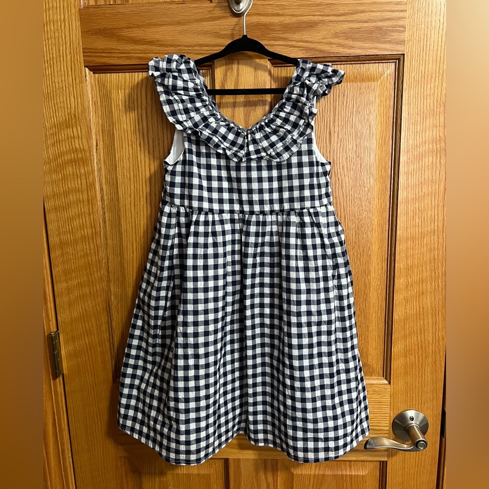 Janie and Jack blue and white gingham scoop neck sleeveless toddler dress size 8